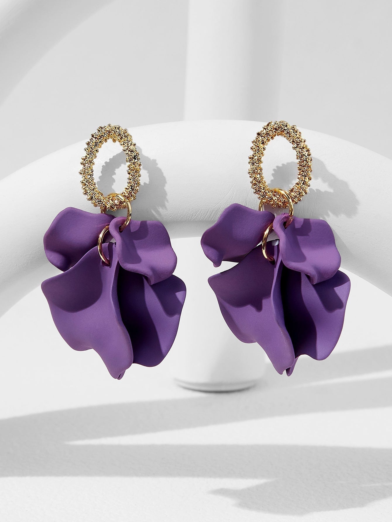 Purple Petal Dangle Earrings
