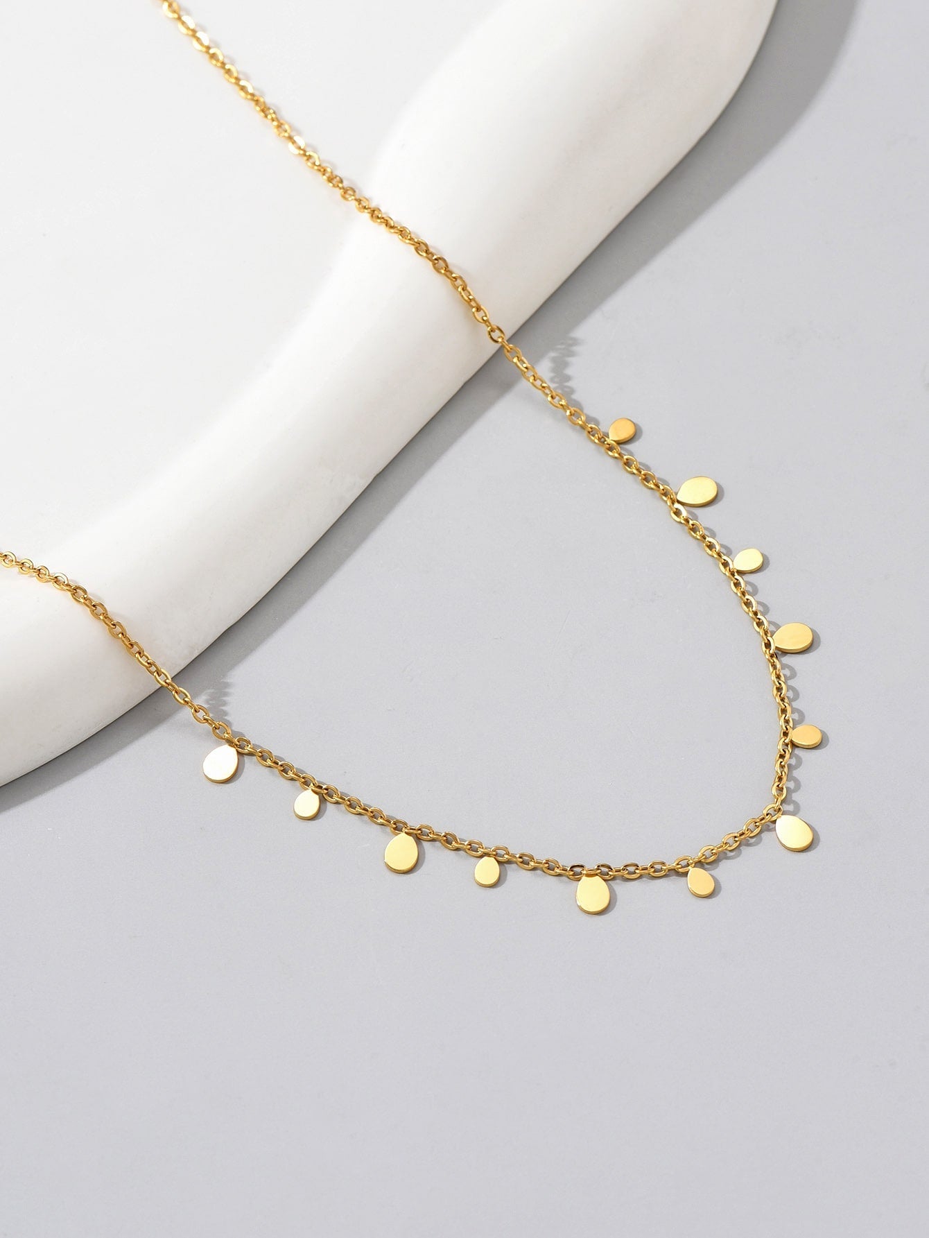 1pc Double Drop Gold Plated Stainless Steel Pendant Necklace, Suitable for Daily Wear, Birthday Gift for Sisters