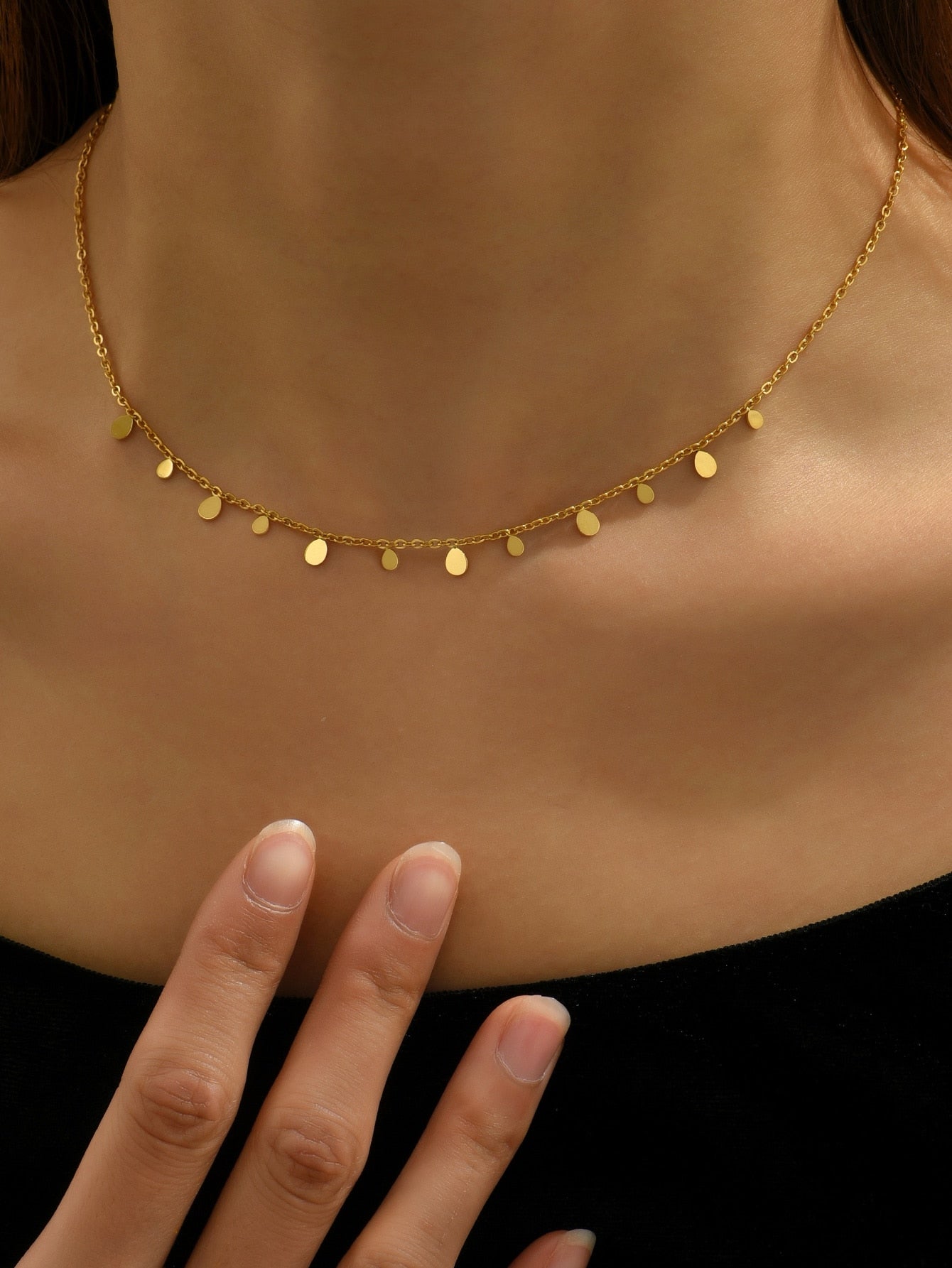 1pc Double Drop Gold Plated Stainless Steel Pendant Necklace, Suitable for Daily Wear, Birthday Gift for Sisters