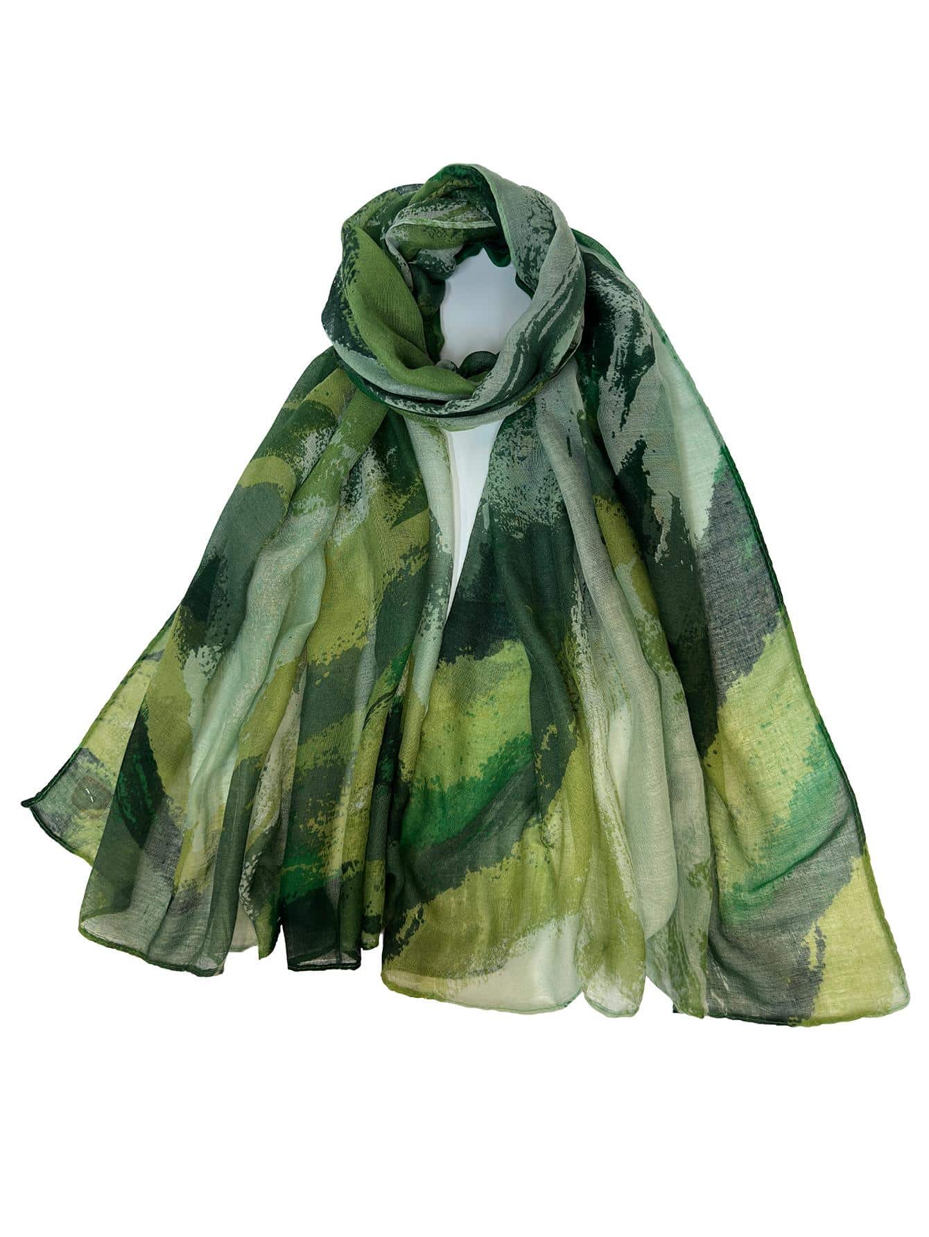 Fashionable soft women's scarf decorated with bright flowers