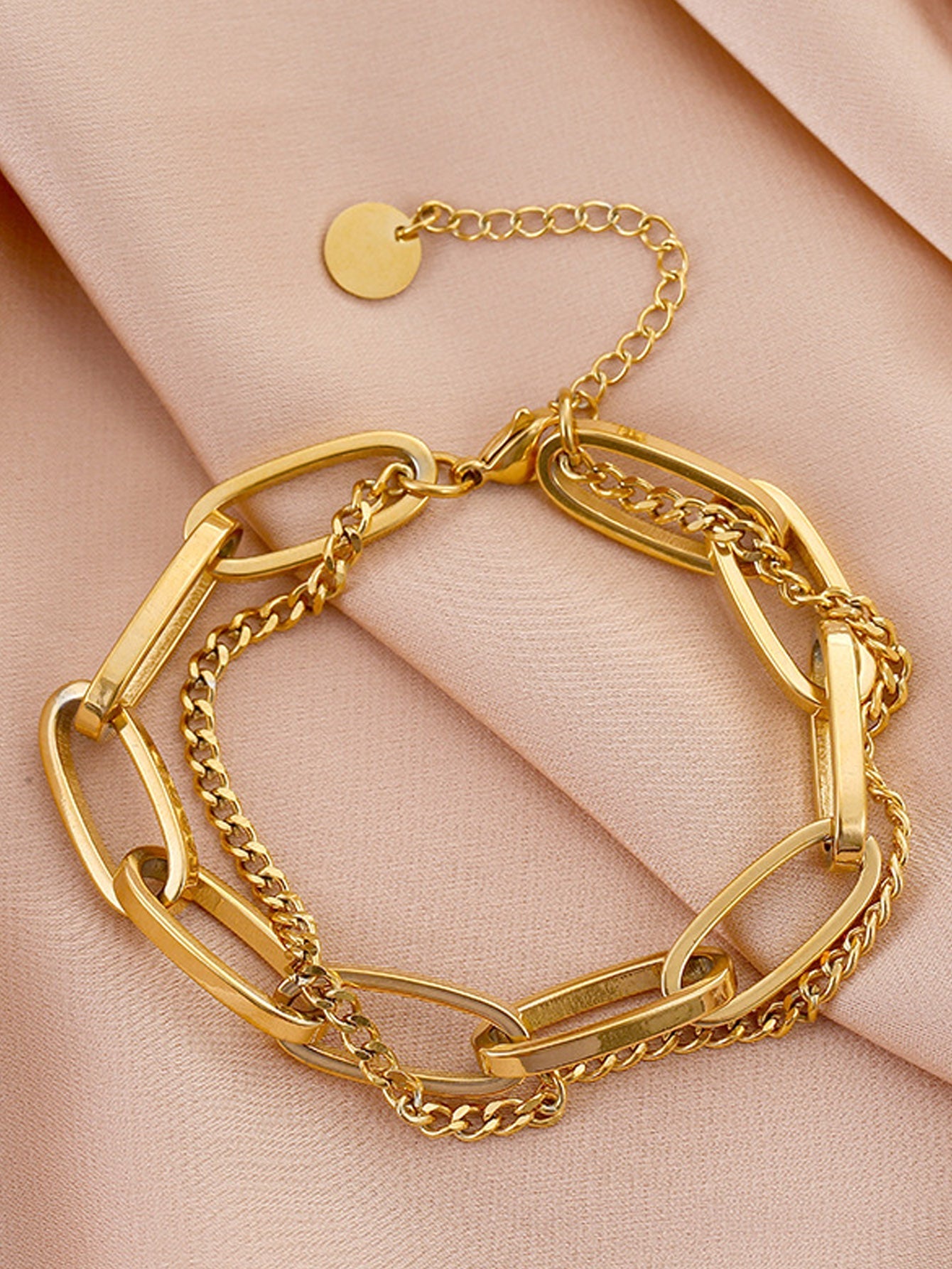 Women's Stainless Steel Chain Bracelet Double Layer for Party, Date and Office One Piece