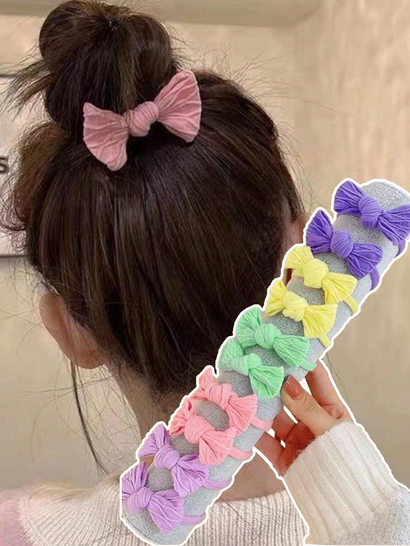 10pcs Colorful Elegant Knot Hair Ties for Women, High Elasticity, No-sew, Ponytail Holder