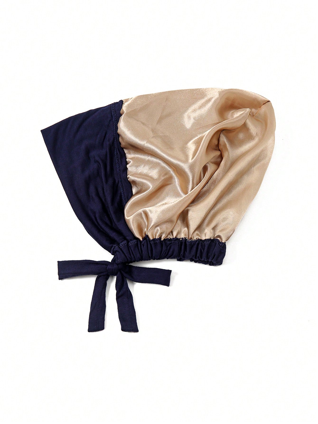 Women's Elastic Headband with Inner Lining and Bottom Hat, One Piece, Dark Blue