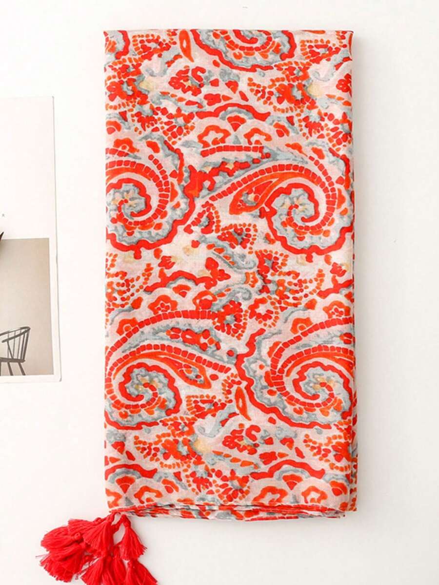 Paisley Print Scarf, New Beach Accessories, Women's Spring and Summer Silk Scarf, Multi-Purpose Scarf