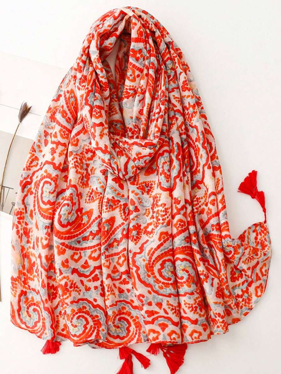 Paisley Print Scarf, New Beach Accessories, Women's Spring and Summer Silk Scarf, Multi-Purpose Scarf