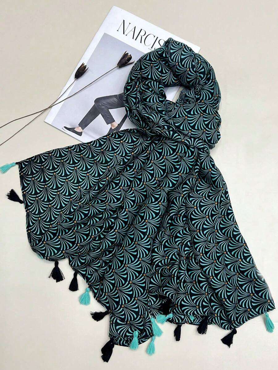 1 Printed Scarf, New Women's Silk Scarf, Warm Neck Wrap, Spring and Summer Sun Protection Beach Towel, Couple Gift, Fashion Headband, Scarf, Multi-purpose Long Scarf