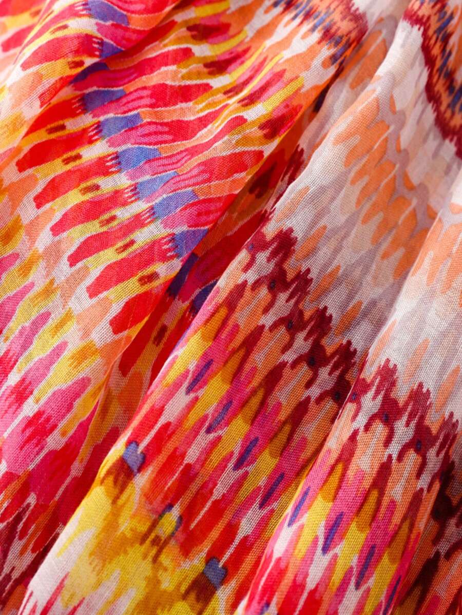 Stylish Beach Accessories Fashionable Women's Scarf, Long Vivid Color Print Shawl for Spring Summer, Bohemian Beach Curtain, Linen