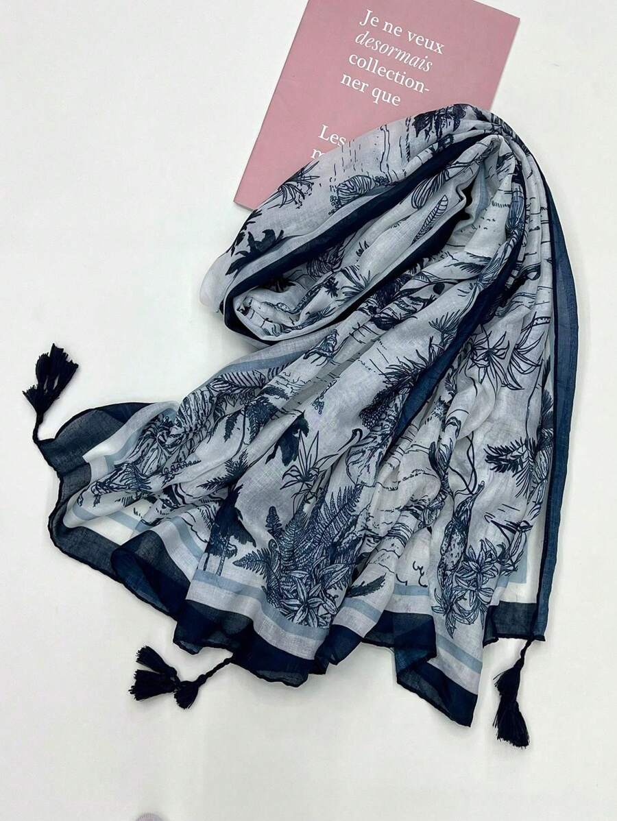 Fashionable Ruffle Stripe Print Retro Beach Scarf, Lightweight and Breathable, Provides Sun Protection, Suitable for Women's Casual, Outdoor, Travel, New Women's Chiffon Scarf, Multicolor Beachwear