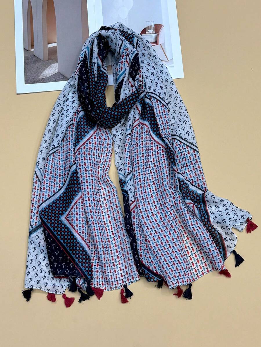 Stylish and elegant beach shawl, new shawl made of breathable and impregnated fabric, women's silk scarf printed with small flowers, suitable for outdoor, beach and all clothing, suitable for spring and summer