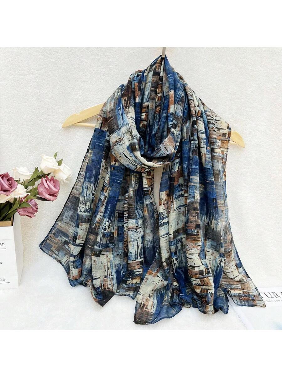 1PC Women's Multicolor Geometric Pattern Vintage Print Scarf Neck Gaiter Wrap for Daily, Travel, and Vacation