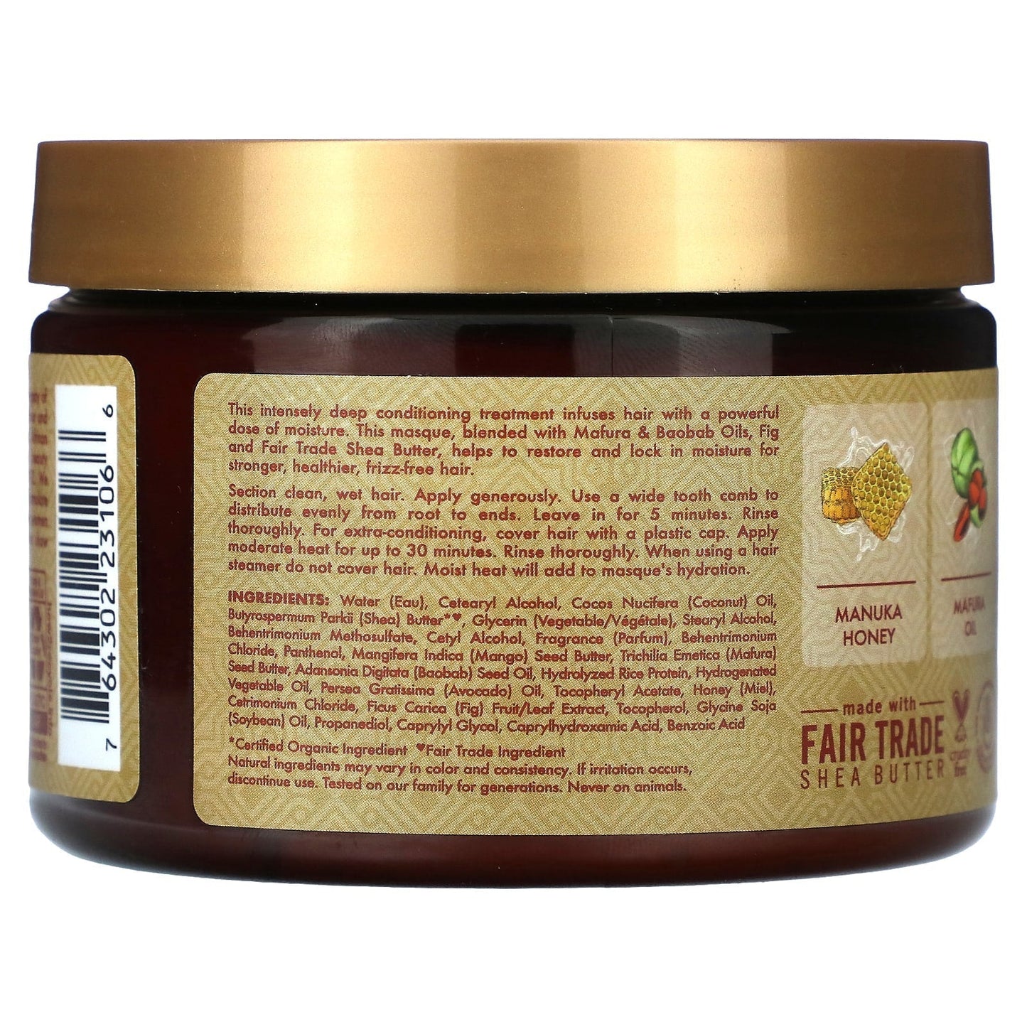 Shea Moisture Intensive Moisturizing Hair Mask Manuka Honey and Mafura Oil 326 grams