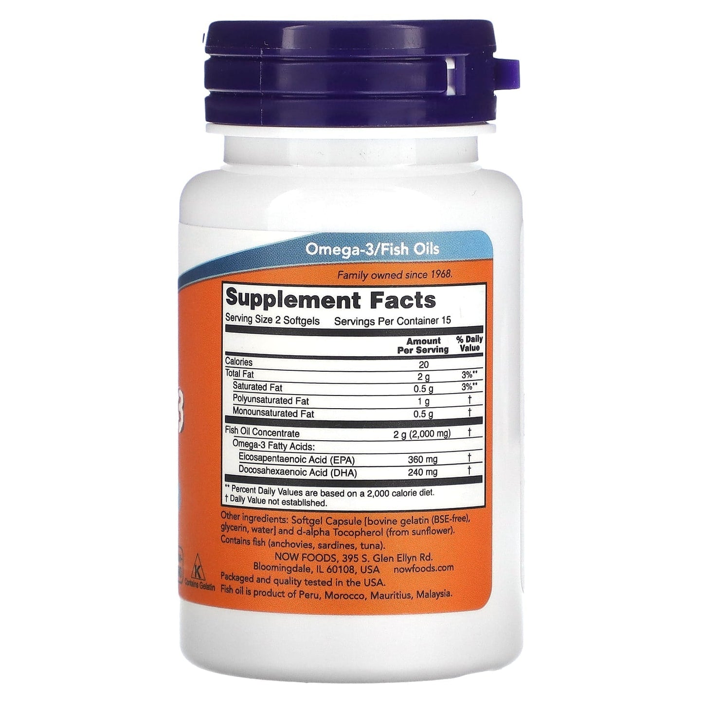 Now Foods Omega-3 Fish Oil 1000 mg 30 Softgels