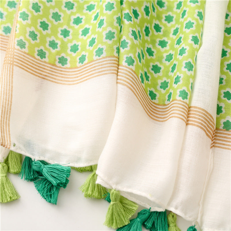Yitao scarf quiet literary ethnic style cotton and linen feel scarf women 2022 spring and summer silk scarf travel thin shawl