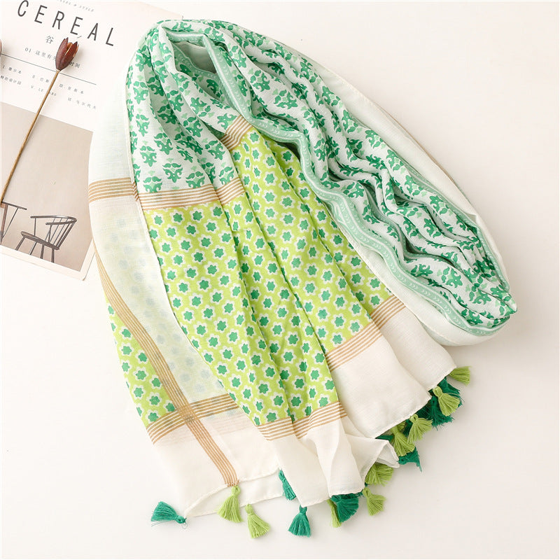 Yitao scarf quiet literary ethnic style cotton and linen feel scarf women 2022 spring and summer silk scarf travel thin shawl