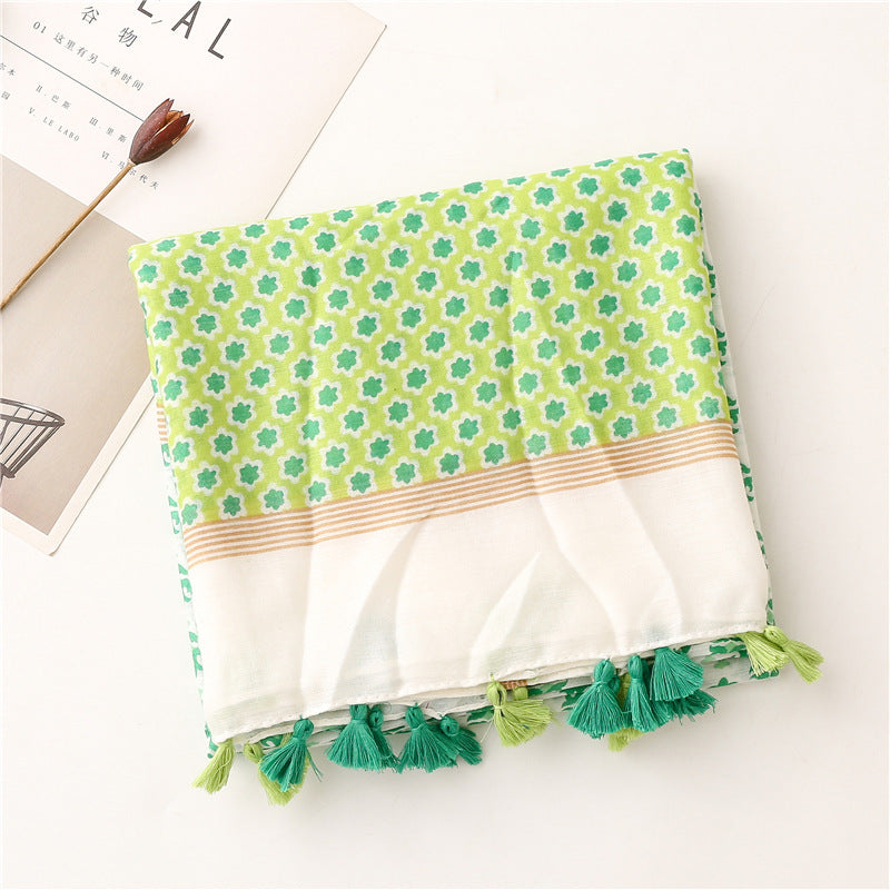 Yitao scarf quiet literary ethnic style cotton and linen feel scarf women 2022 spring and summer silk scarf travel thin shawl