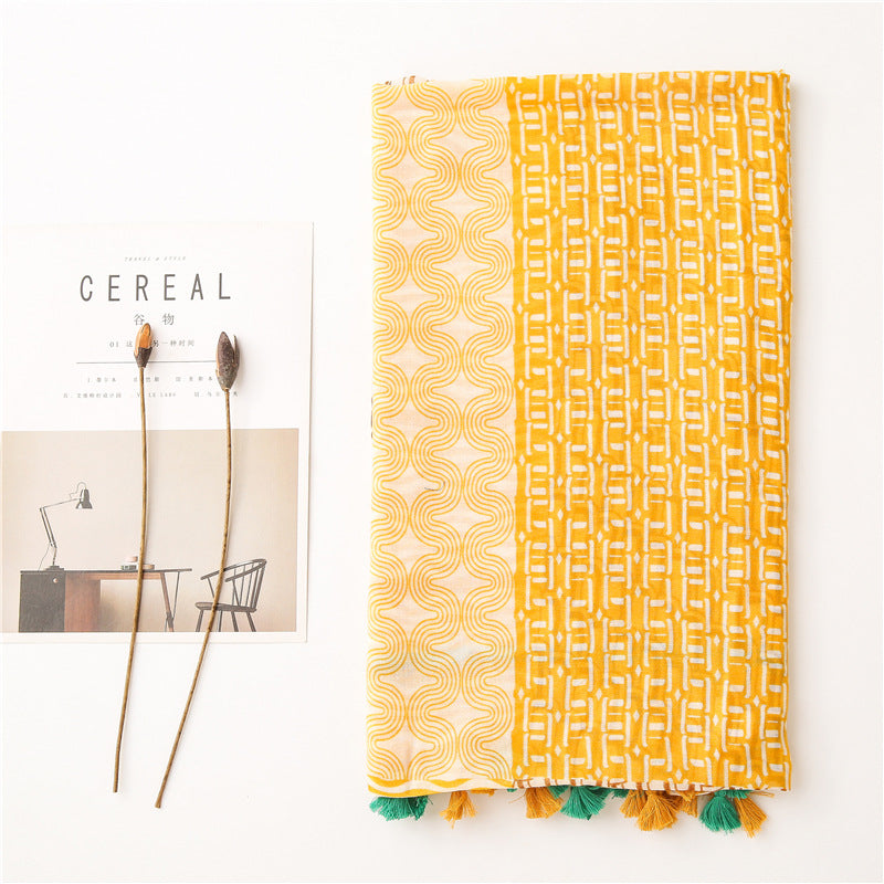 Yitao scarf new Japanese style small fresh color matching cotton and linen scarf literary Mori girl travel sun protection shawl silk scarf