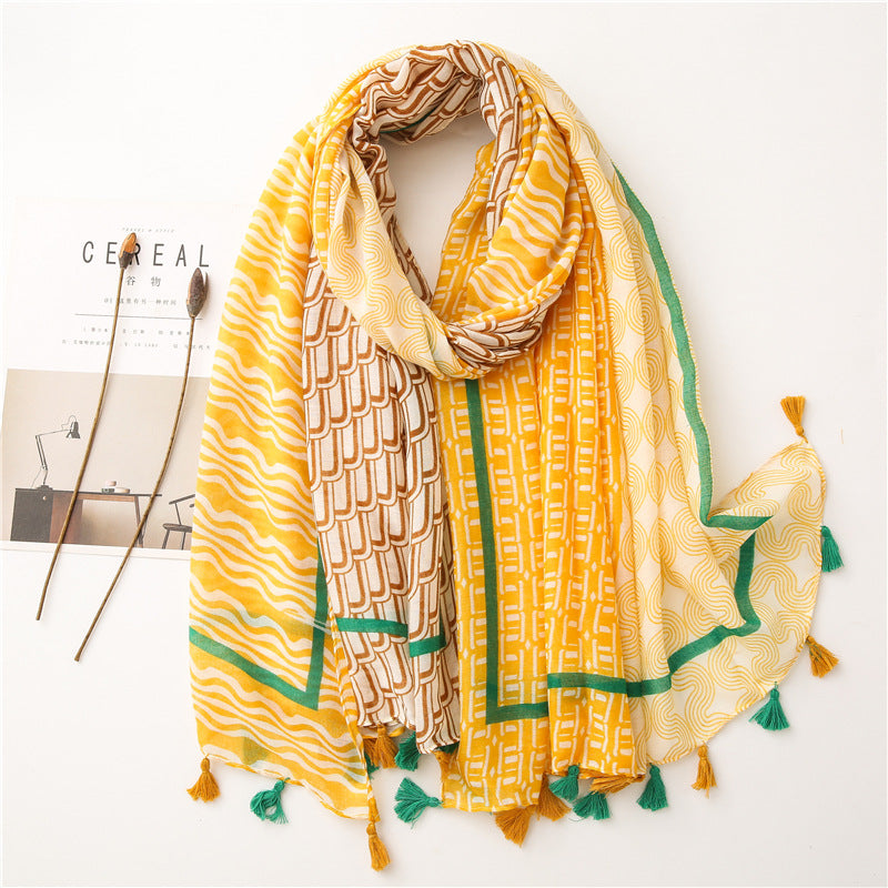 Yitao scarf new Japanese style small fresh color matching cotton and linen scarf literary Mori girl travel sun protection shawl silk scarf