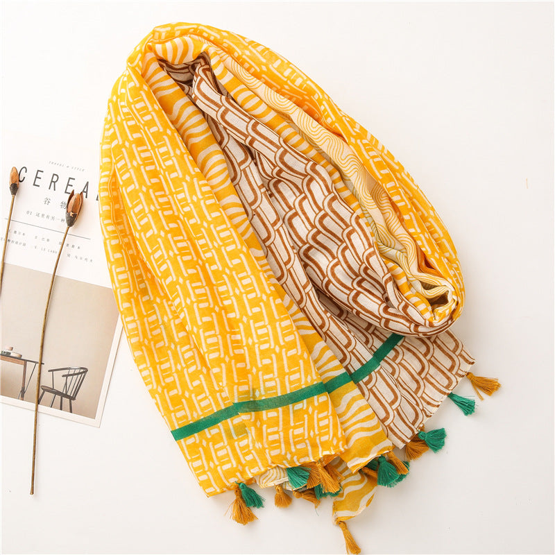 Yitao scarf new Japanese style small fresh color matching cotton and linen scarf literary Mori girl travel sun protection shawl silk scarf