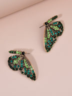 Green Rhinestone Butterfly Earrings