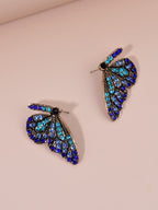 أقراط حجر الراين باللون الأزرق