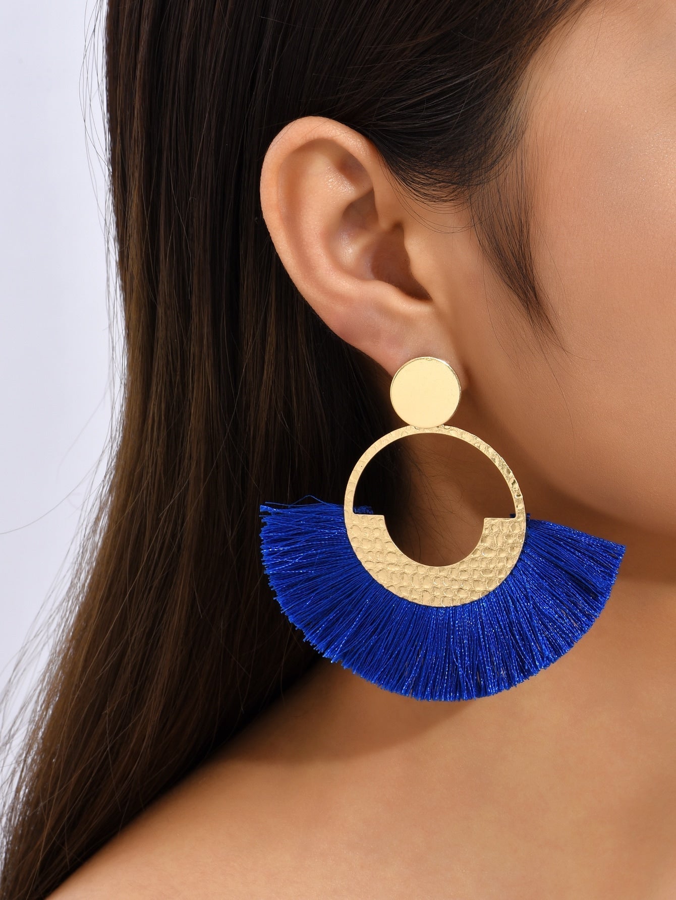 Geometric tassel drop earrings