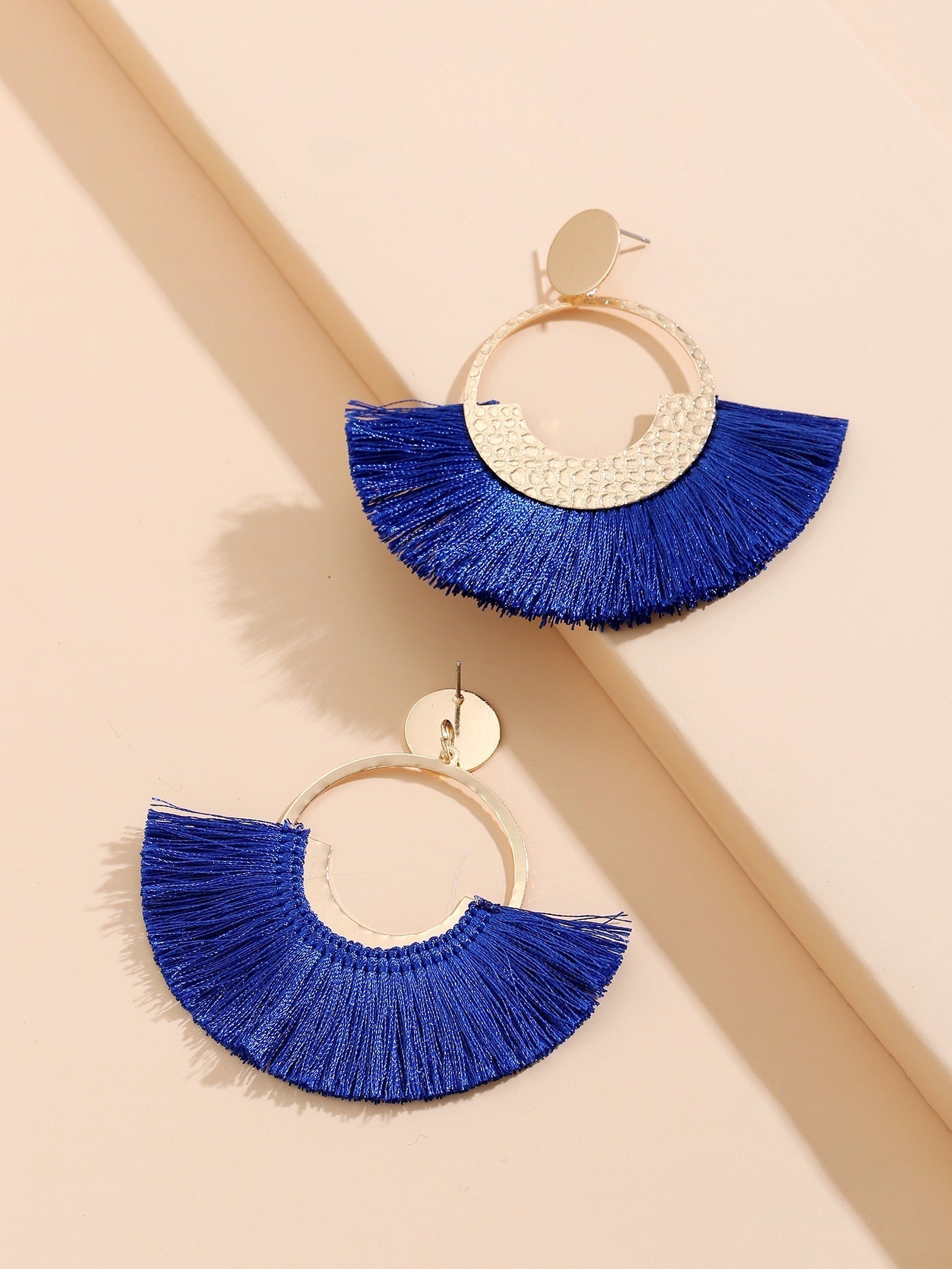 Geometric tassel drop earrings