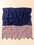 Boho scarf with mixed color ribbons and tassels, suitable for casual weekend