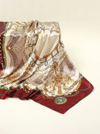 Elegant chain and rope printed square scarf for women, to give a head and neck fix in spring/autumn
