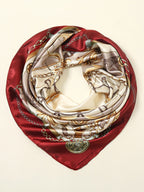 Elegant chain and rope printed square scarf for women, to give a head and neck fix in spring/autumn