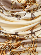 Elegant chain and rope printed square scarf for women, to give a head and neck fix in spring/autumn