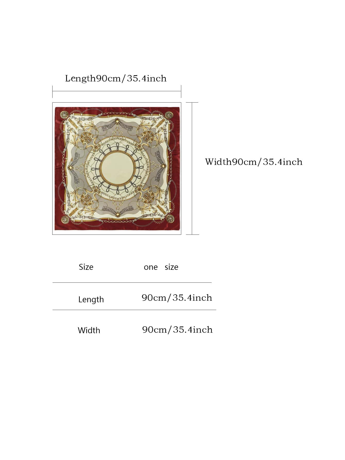 Elegant chain and rope printed square scarf for women, to give a head and neck fix in spring/autumn