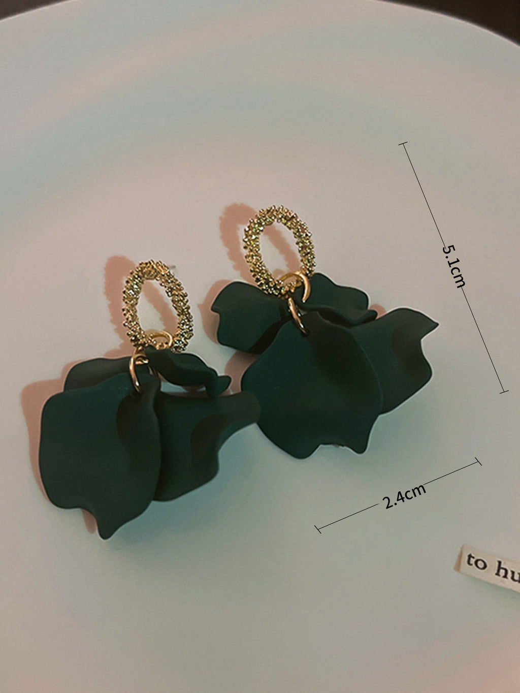 Green Petal Dangle Earrings