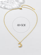 طقم سوار وقلادة تنس من الفولاذ المقاوم للصدأ مطلي بالذهب عيار 18 يتميز بديكور القمر، مناسب للاستخدام اليومي والأزياء المختلفة. رائعة كهدايا للأزواج أو كهدايا مهرجان