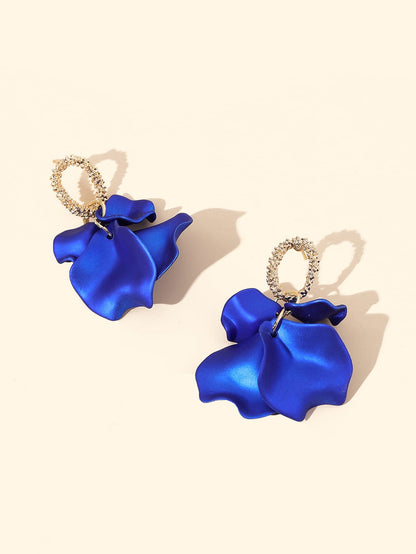 Blue petal drop earrings