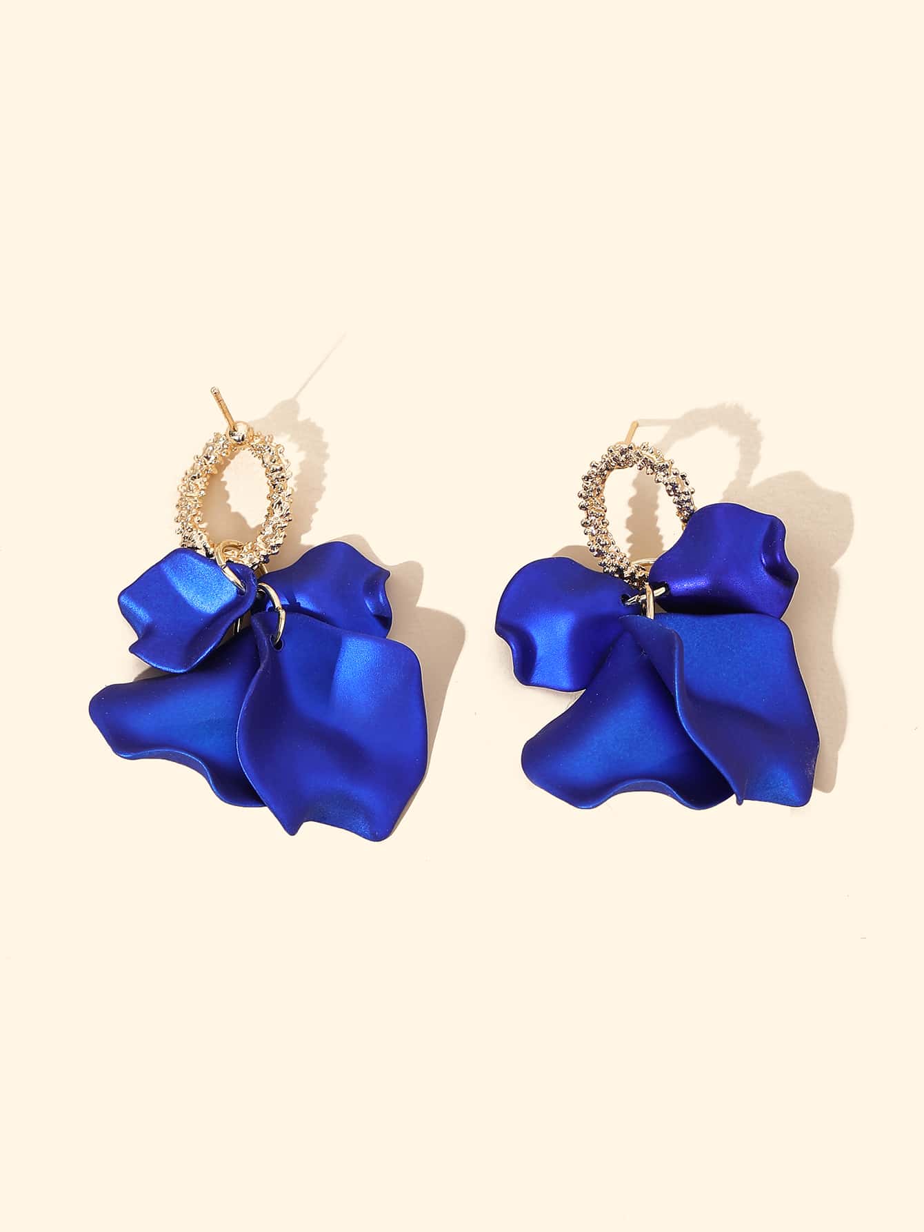 Blue petal drop earrings