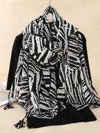 Zebra Print Tassel Scarf