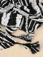 Zebra Print Tassel Scarf
