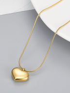 Gorgeous Women's 18K Gold Plated Stainless Steel Soft Peach Heart Pendant Necklace Best Friend Party Gifts