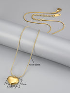 Gorgeous Women's 18K Gold Plated Stainless Steel Soft Peach Heart Pendant Necklace Best Friend Party Gifts
