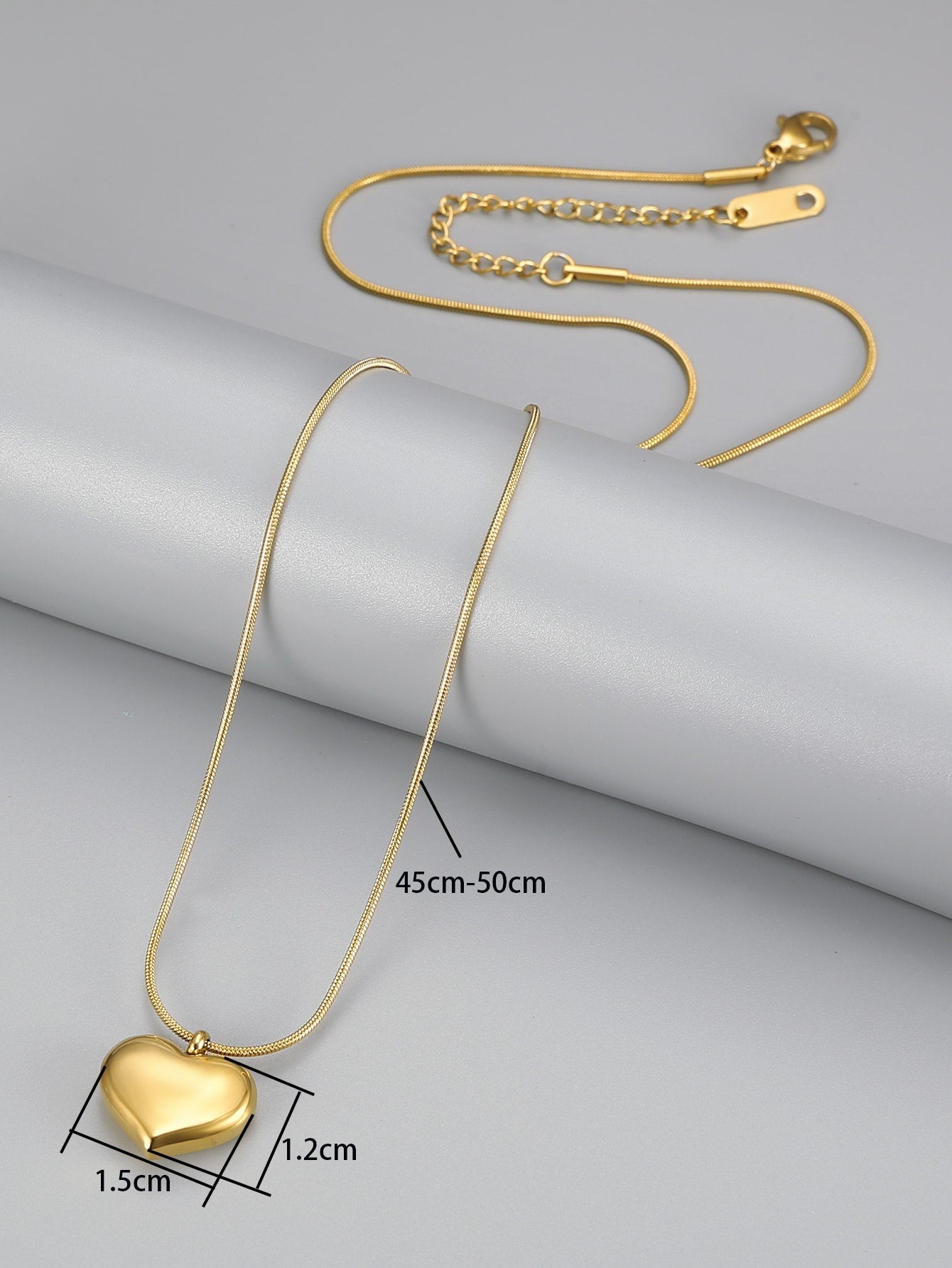 Gorgeous Women's 18K Gold Plated Stainless Steel Soft Peach Heart Pendant Necklace Best Friend Party Gifts