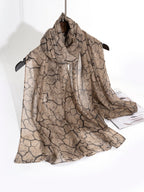 Women's printed everyday scarf, brown knit fabric