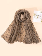 Women's printed everyday scarf, brown knit fabric