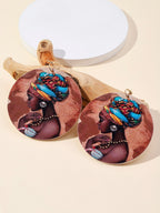 Graphic Person Circle Dangle Earrings