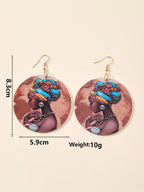 Graphic Person Circle Dangle Earrings