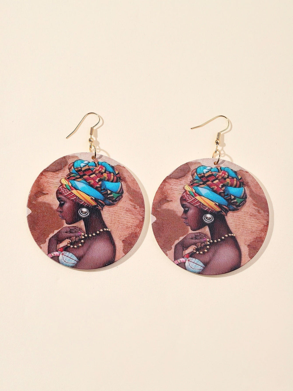 Graphic Person Circle Dangle Earrings