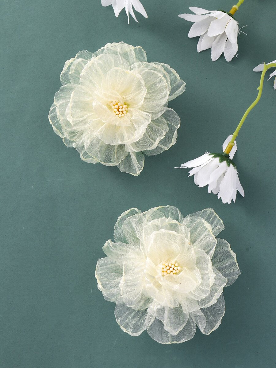 2-Piece Decorative Floral Hair Clips for Girls