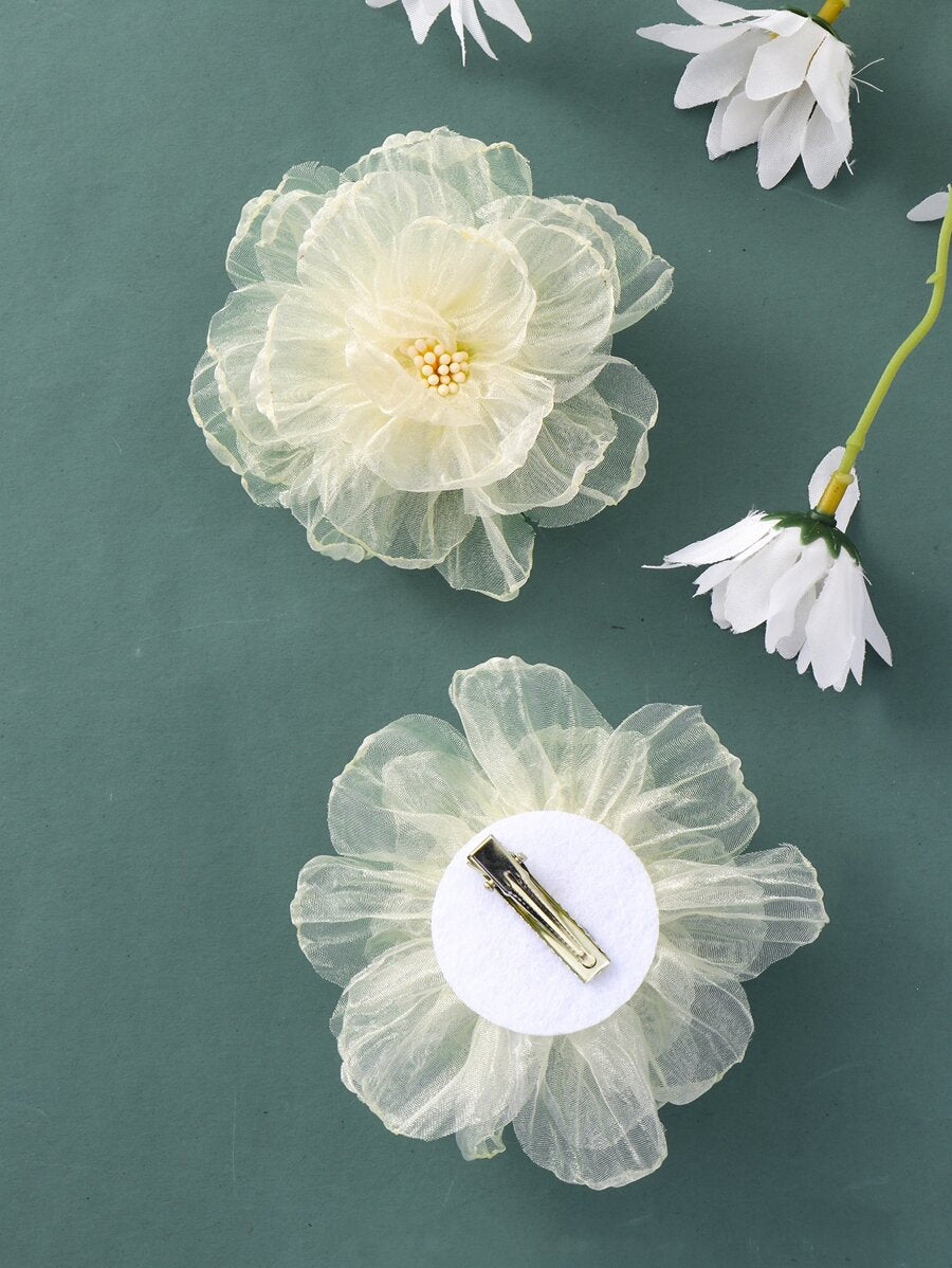 2-Piece Decorative Floral Hair Clips for Girls