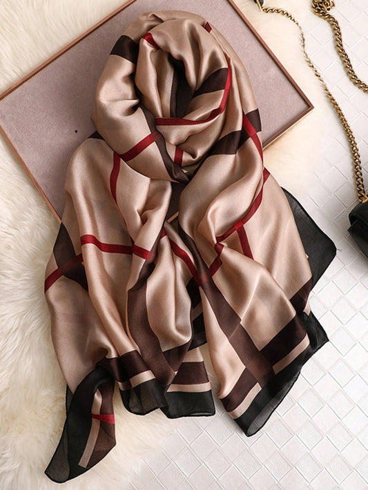 Women Scarf Lines Modern Fashion One Piece Daily Outdoor Life Travel Khaki