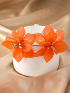 Fashion Flower Stud Earrings for Women to Husband Gift Orange