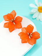 Fashion Flower Stud Earrings for Women to Husband Gift Orange